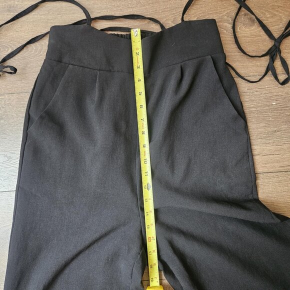 OAK + FORT High Waisted Black Wide Leg Trousers with Unique Waist Wrap Size 0 - Picture 8 of 12